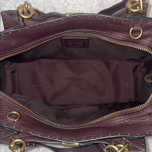 Coach Dreamer 36 Border Rivets Large Mixed Leather Suede Shoulder Bag in Brown - Picture 13 of 16